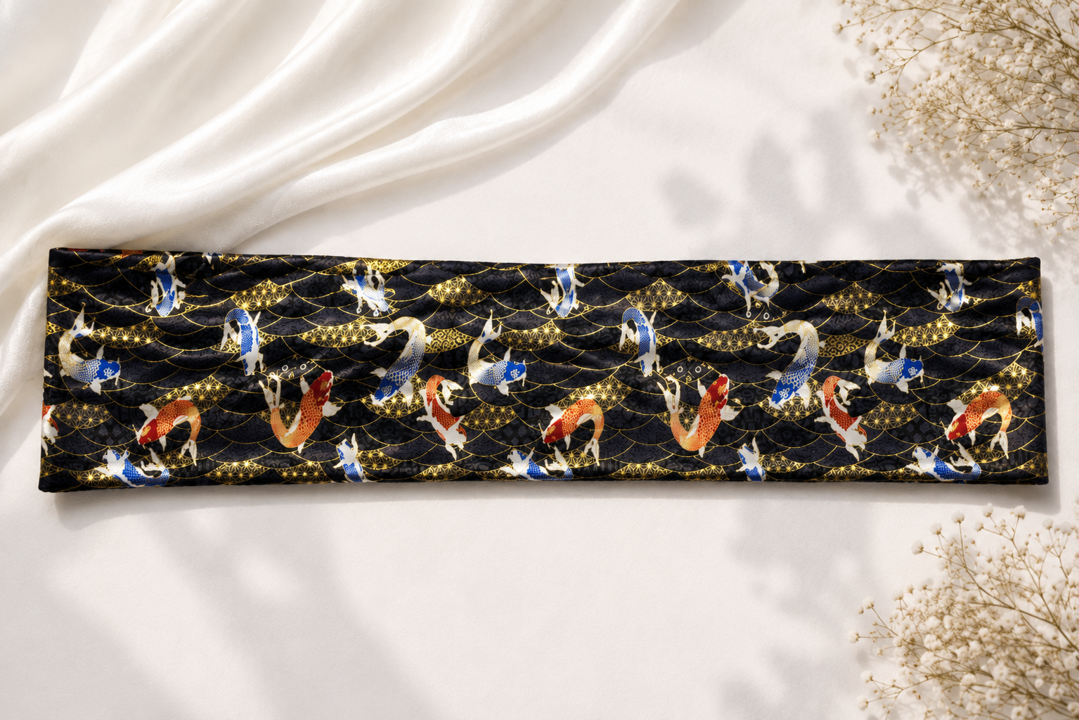 Imperial Koi Turban aus 100 Prozent Baumwolle mit Koi-Muster